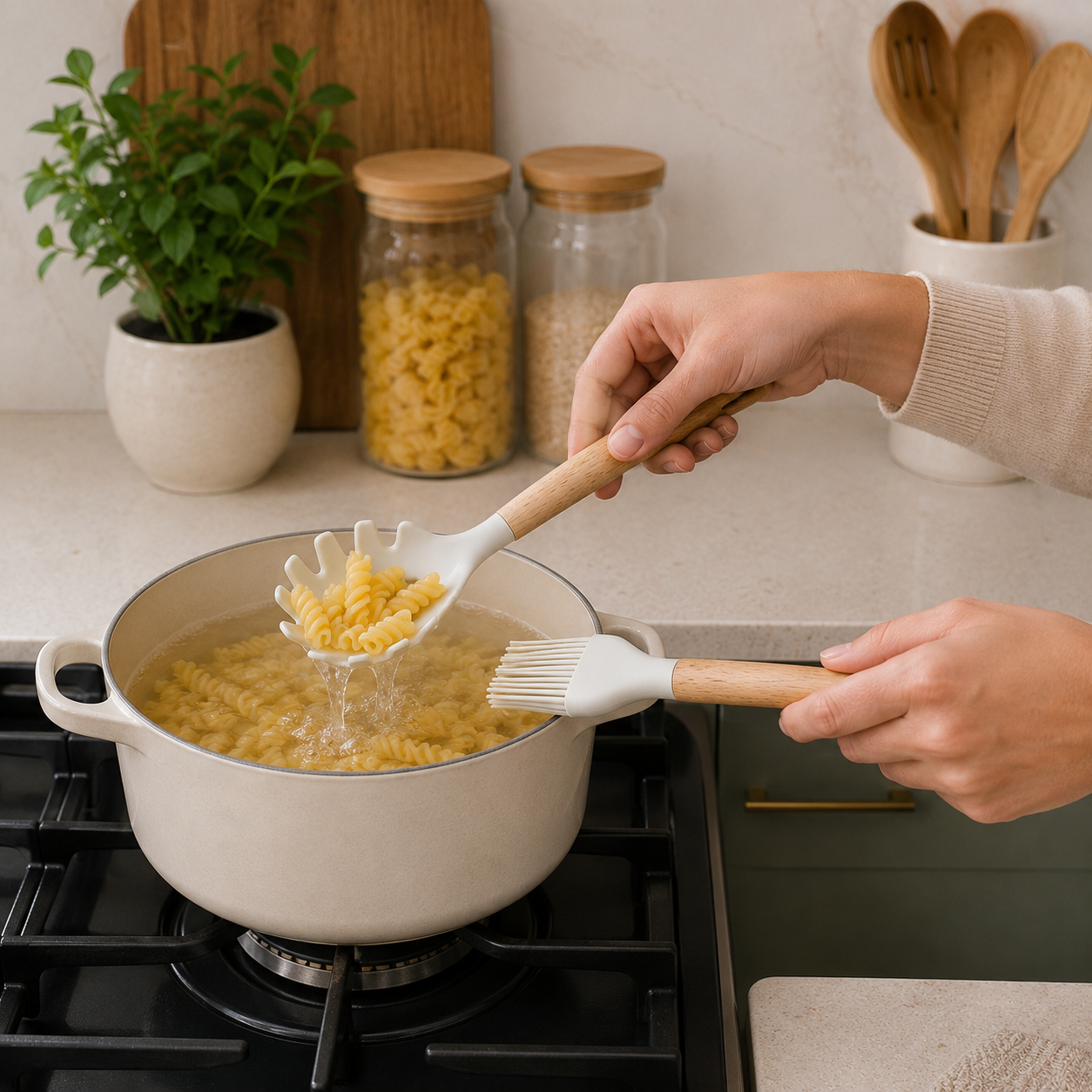 Wooden Handle Silicone Kitchen Utensil Set (YM1476)