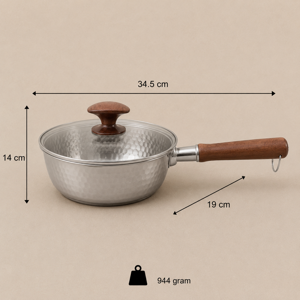 Hammered Stainless Steel Saucepan with Lid (YM1581)