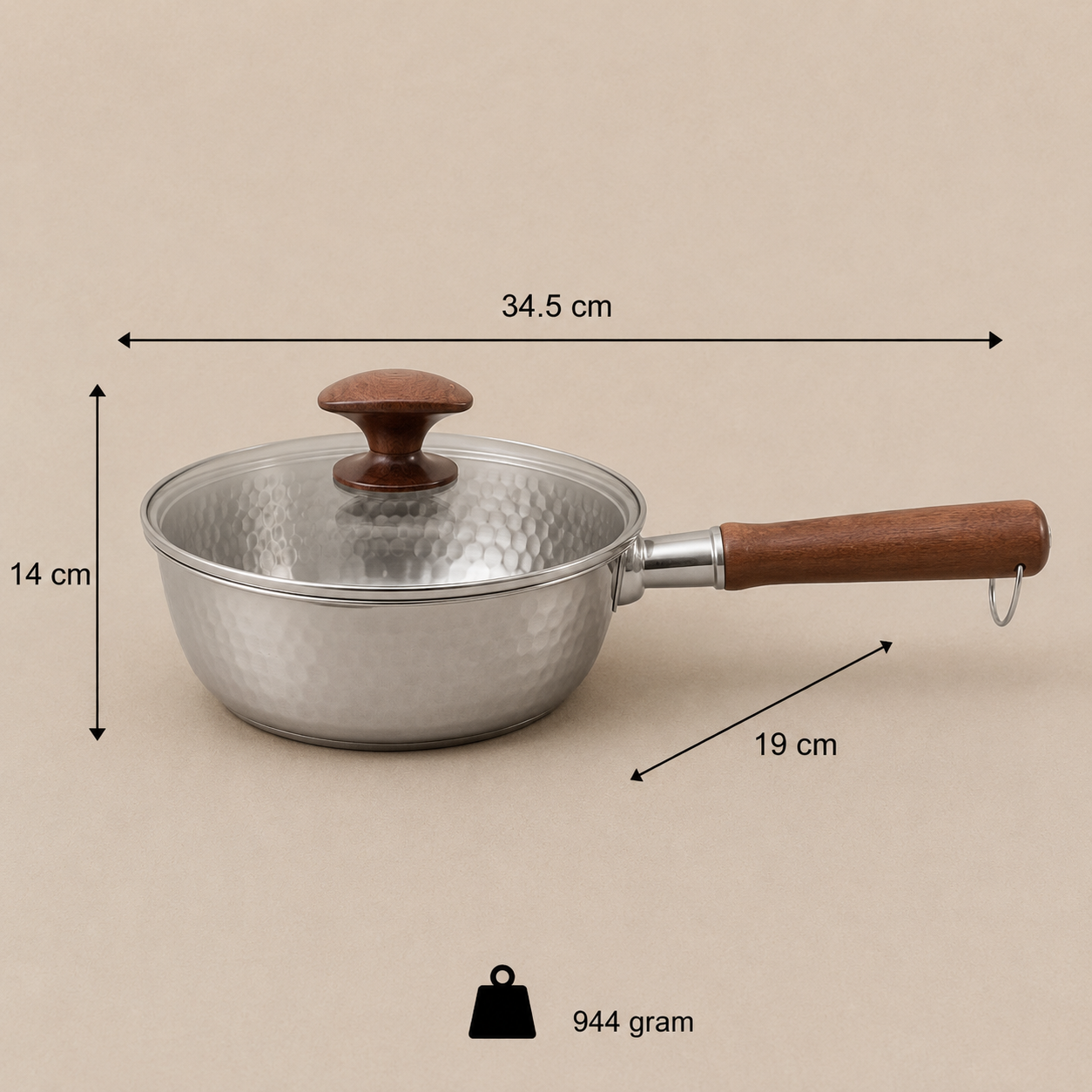 Hammered Stainless Steel Saucepan with Lid (YM1581)