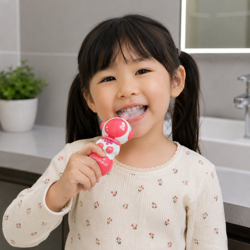 Pink Astronaut Kids U-Shaped Toothbrush (YM764)