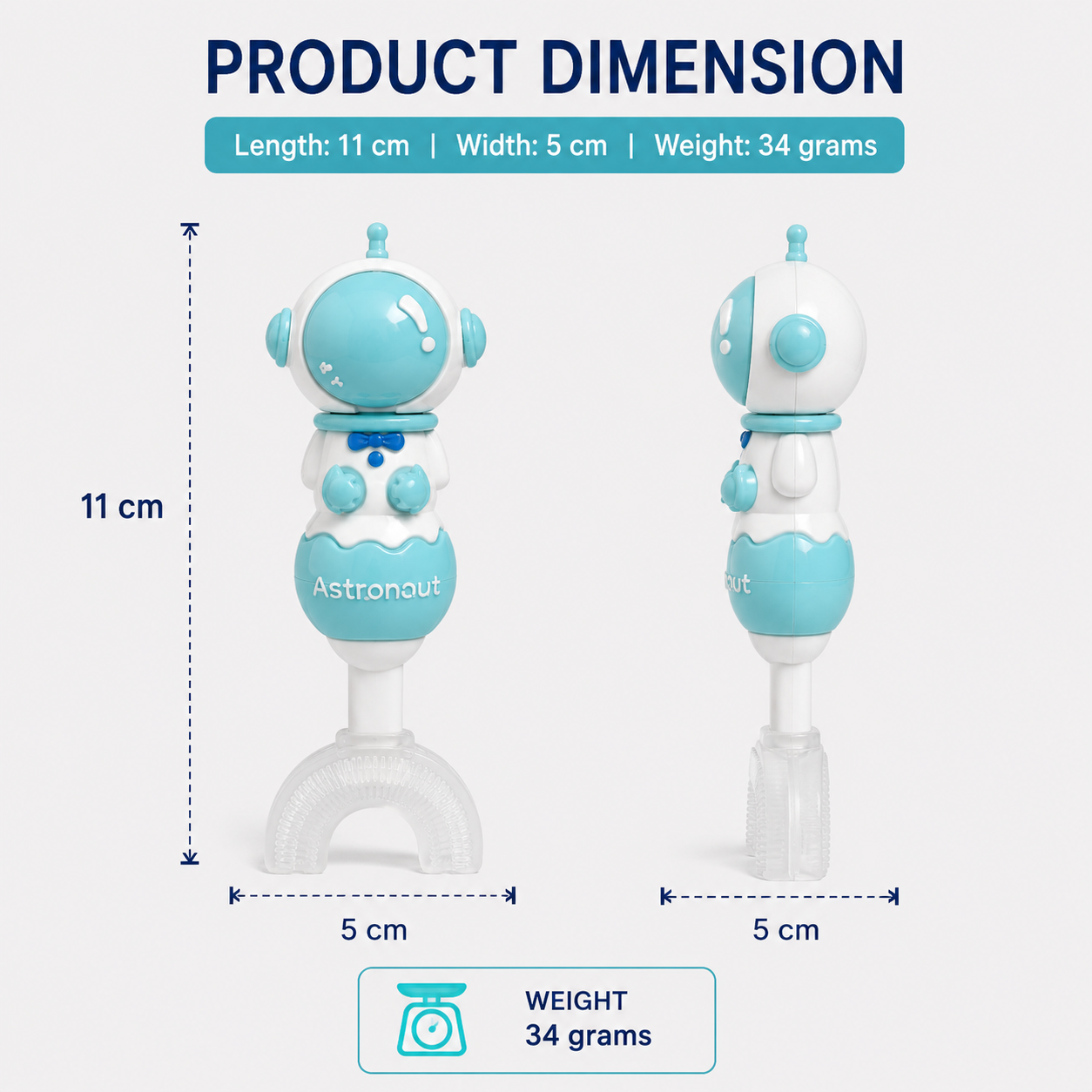 Aqua Astronaut Kids U-Shaped Toothbrush (YM764)