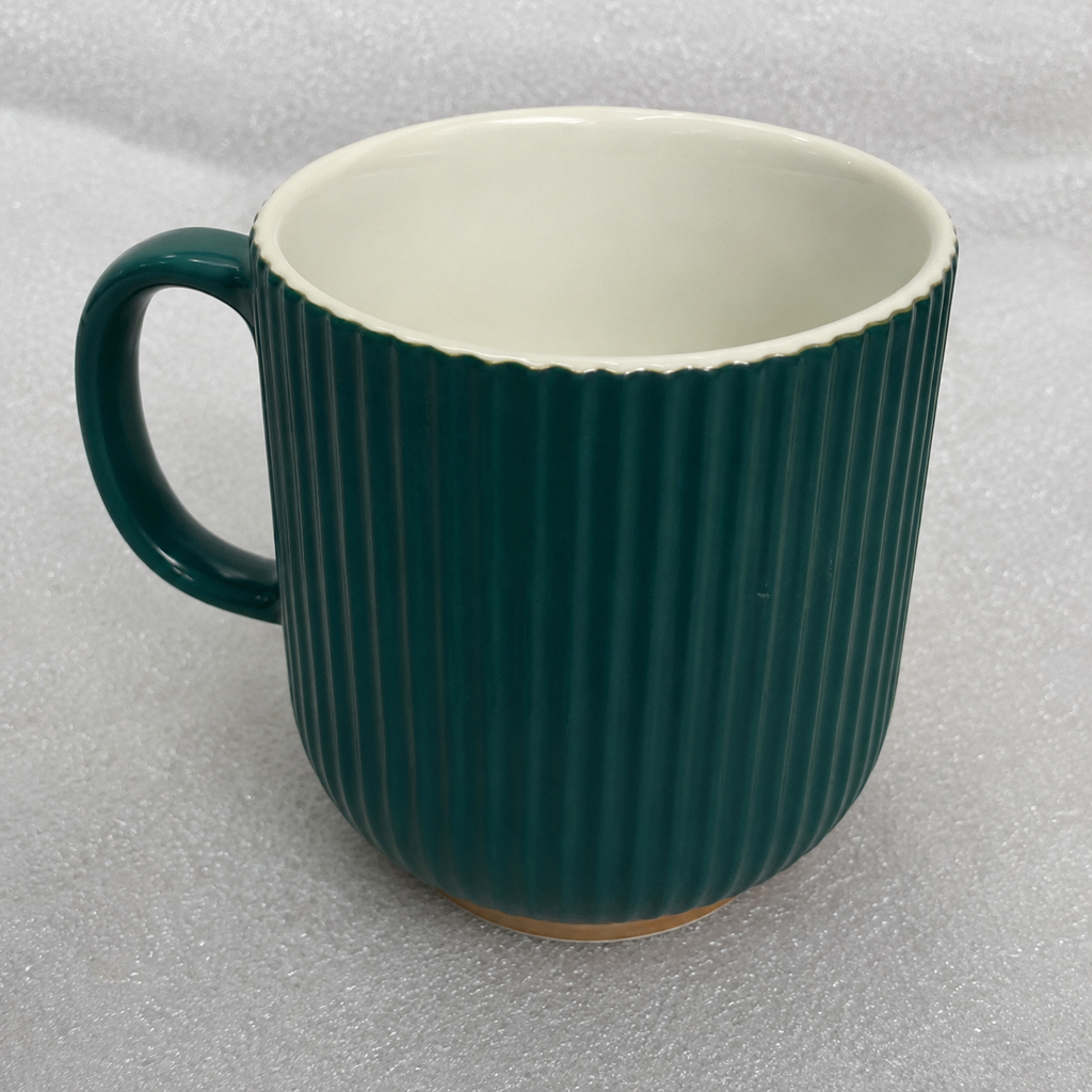 Green Ribbed Ceramic Mug (YM455)