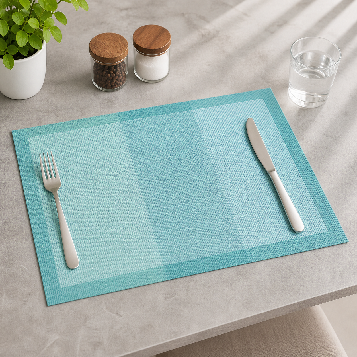 Blue Textured Table Mat Set (YM710)