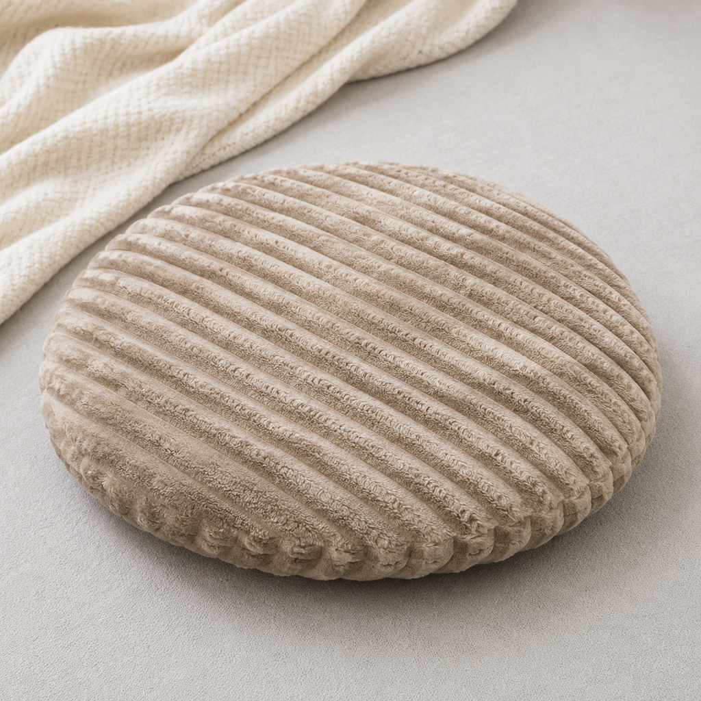 Corduroy Round Floor Cushion - Beige (YM1869)