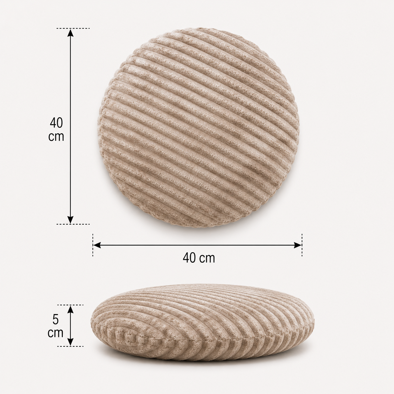 Corduroy Round Floor Cushion - Beige (YM1869)