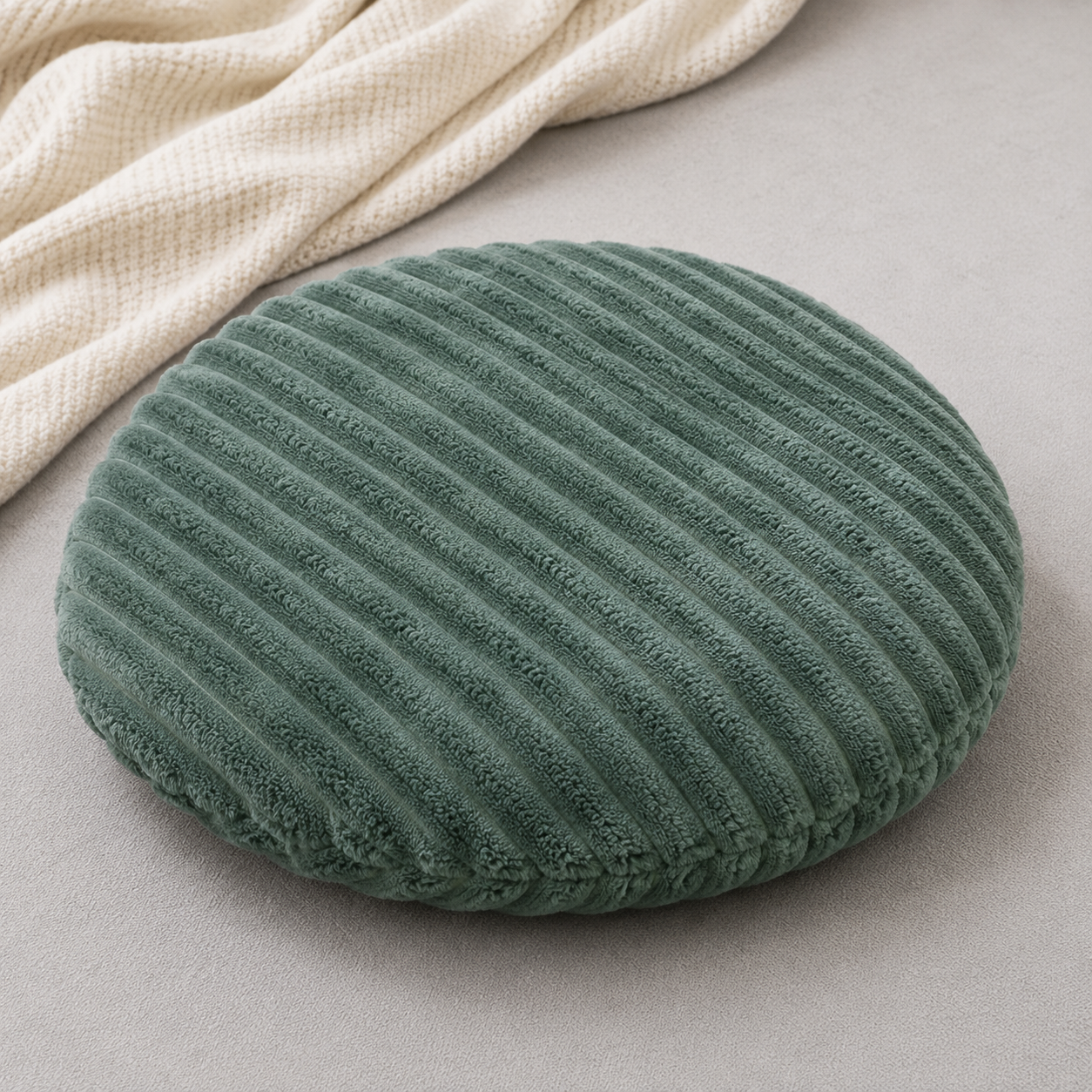 Corduroy Round Floor Cushion - Green (YM1869)