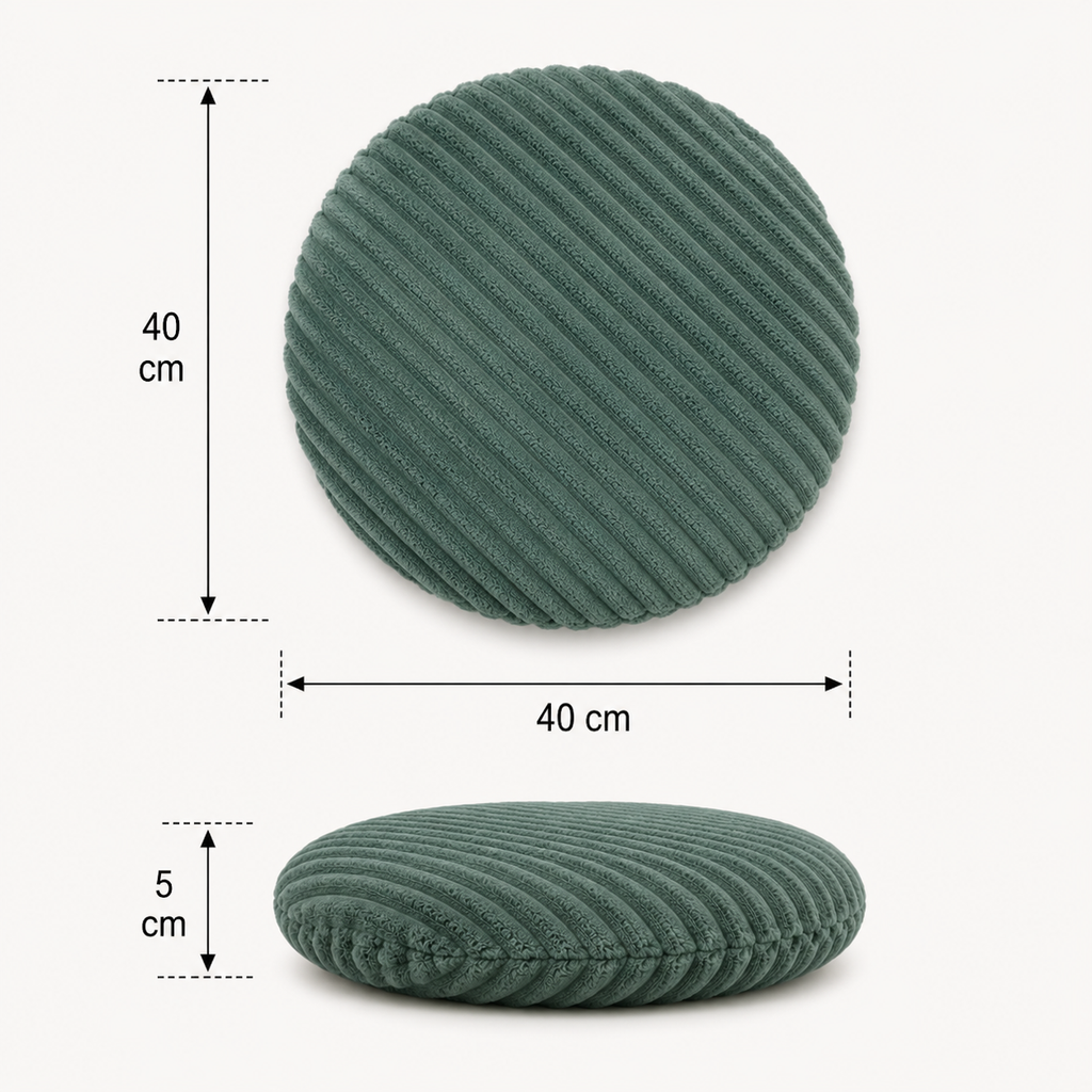 Corduroy Round Floor Cushion - Green (YM1869)