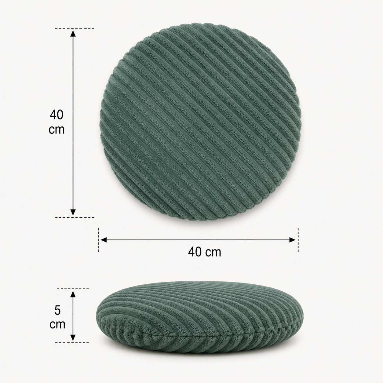 Corduroy Round Floor Cushion - Green (YM1869)
