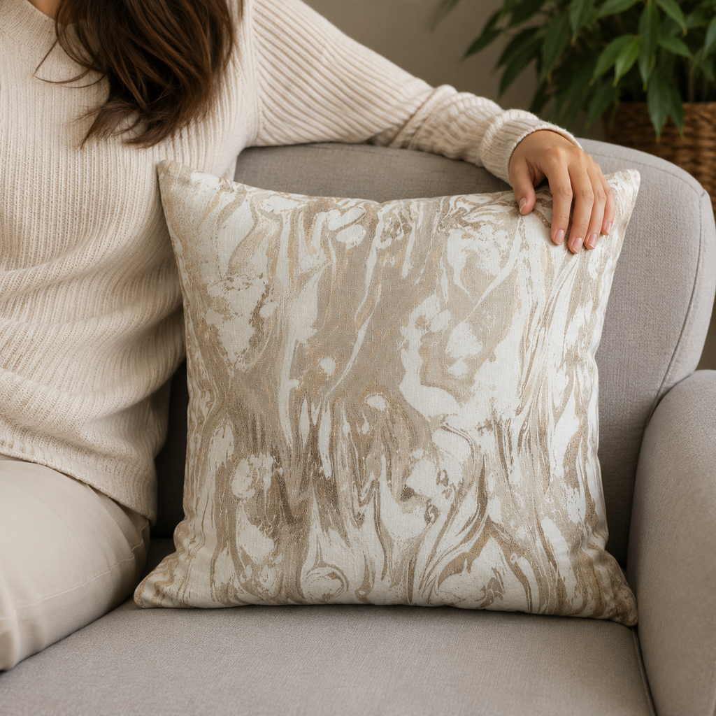Cream Marble Cushion Pillow (YM1939)