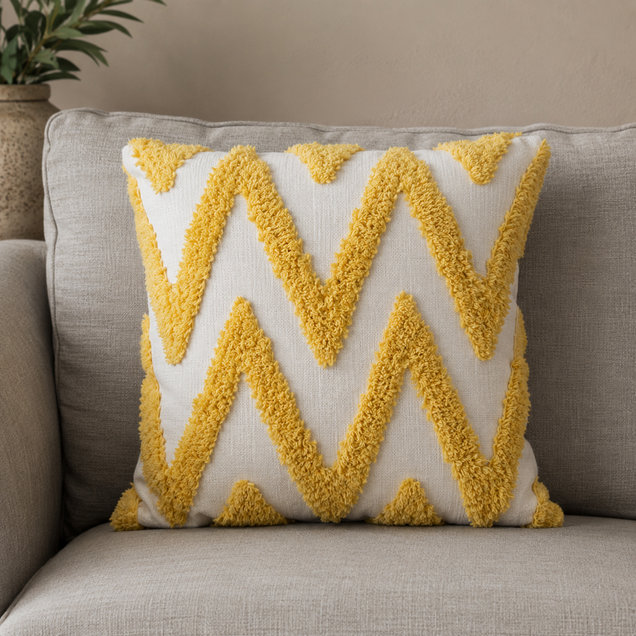 Yellow Tufted Cushion Pillow (YM1935)