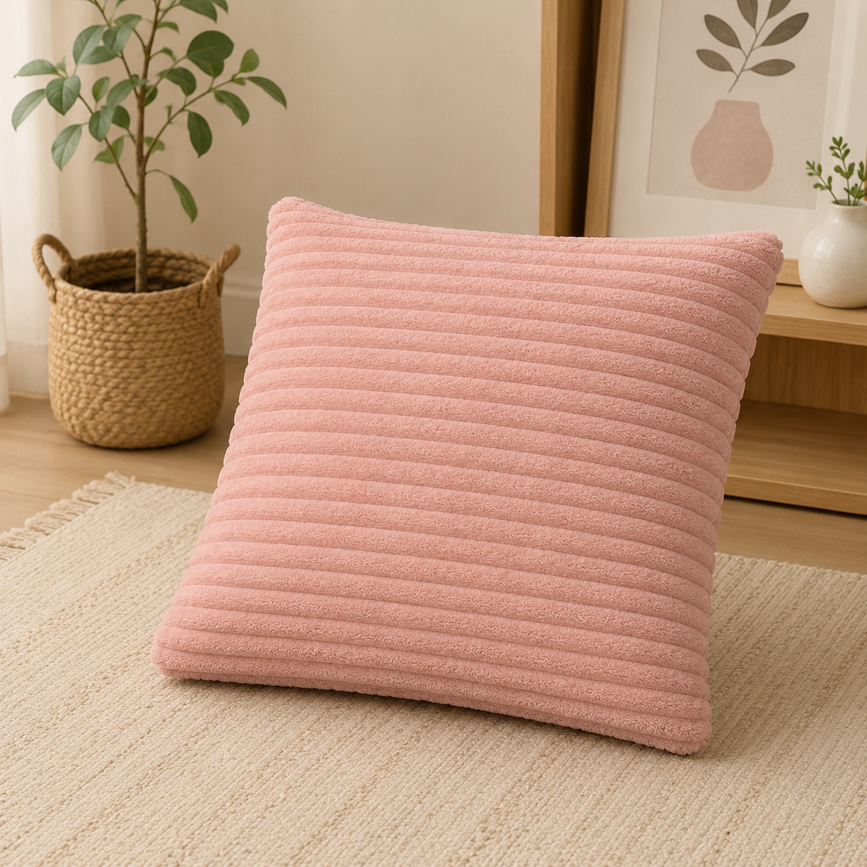 Corduroy Square Throw Pillow - Pink (YM1866)