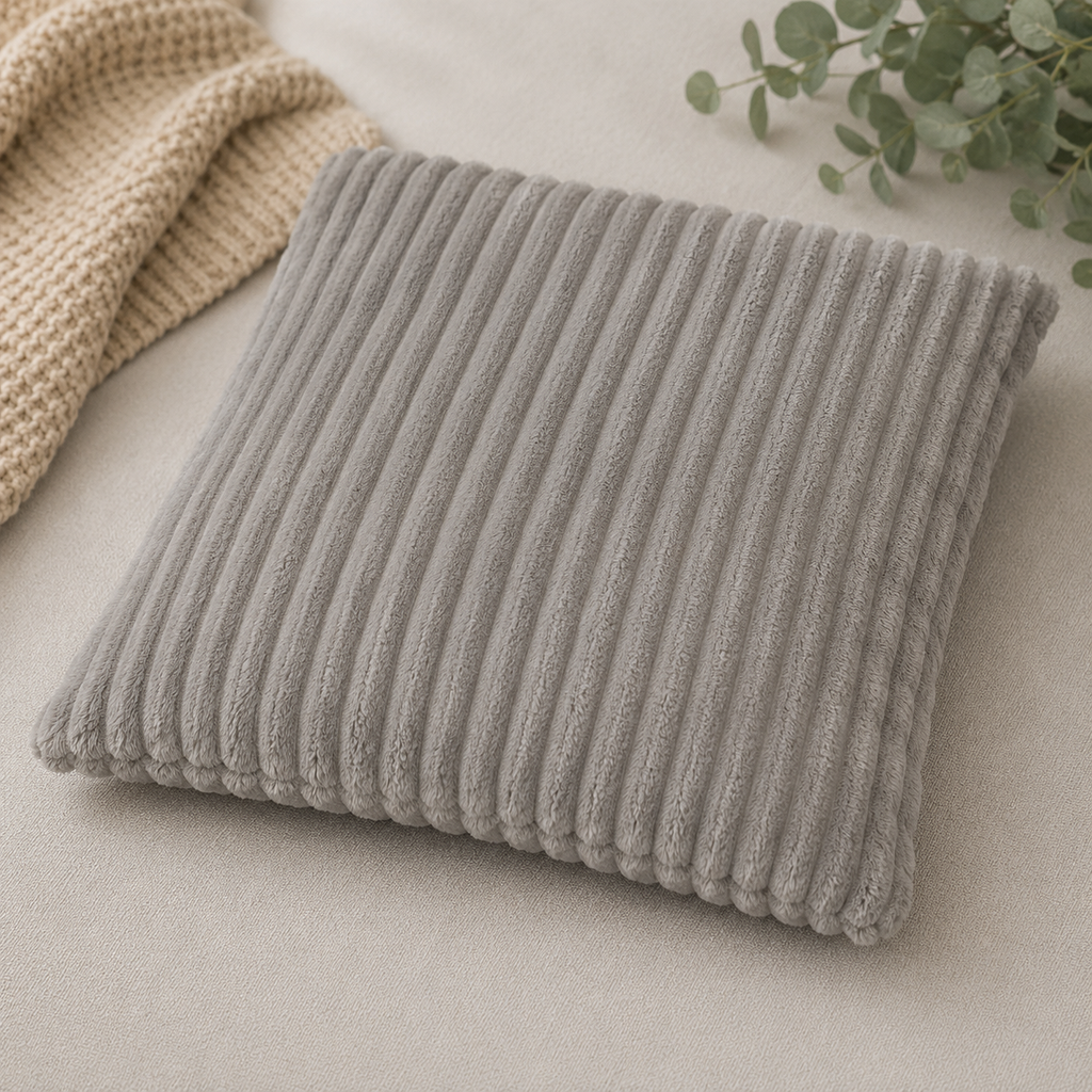 Corduroy Square Throw Pillow - Light Grey (YM1866)