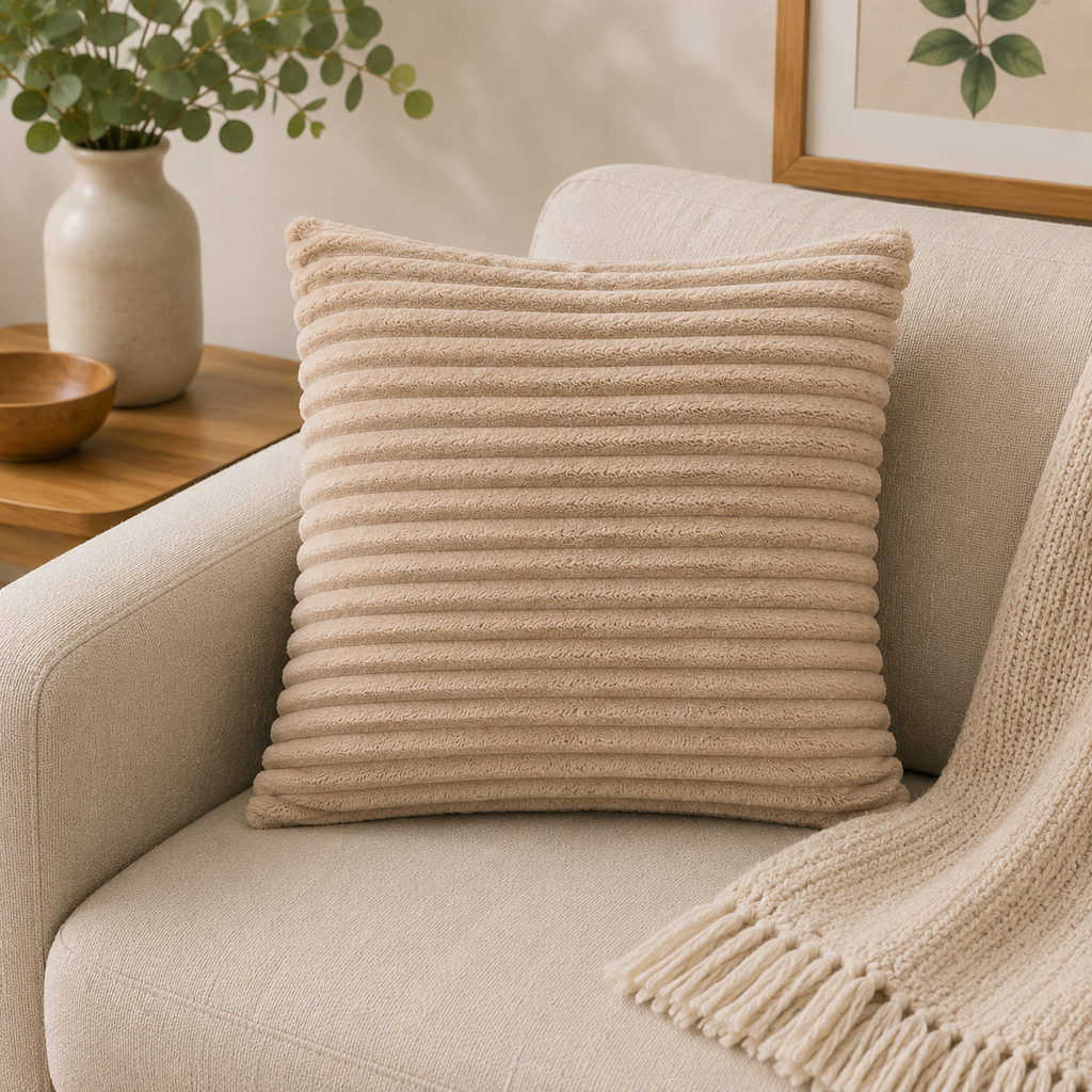 Corduroy Square Throw Pillow - Cream (YM1866)