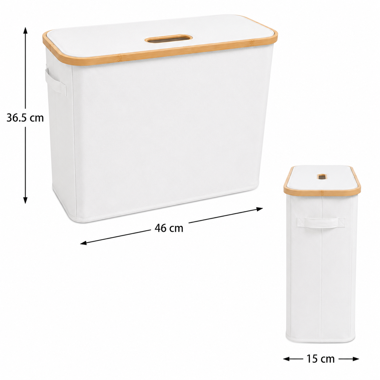 Fabric Storage Basket with Bamboo Lid - White (YM1890)