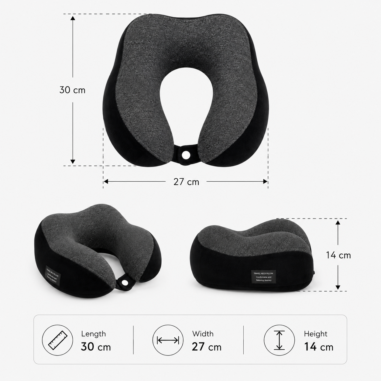 Black Premium Travel Neck Pillow (YM1860)