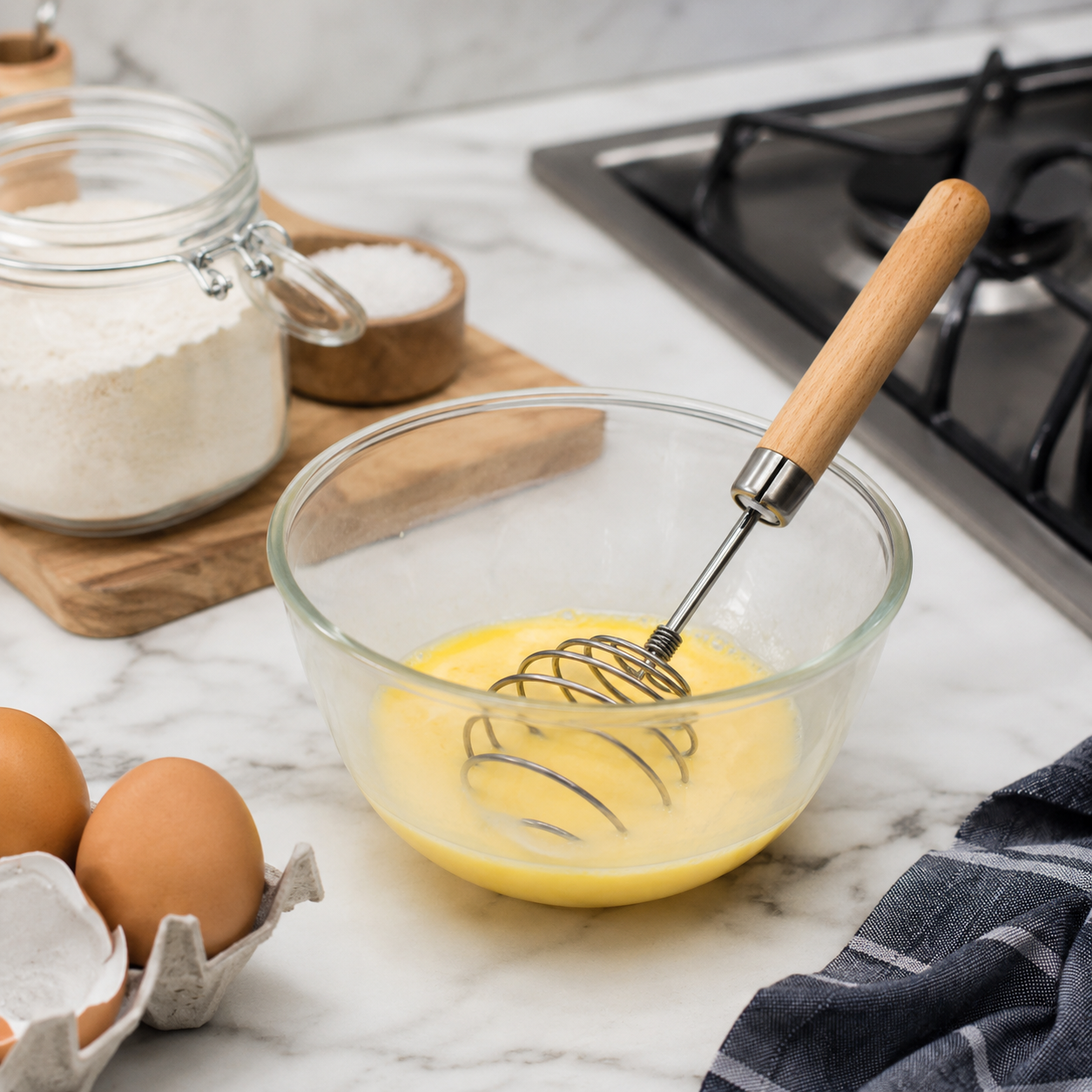 Steel Wooden Handle Kitchen Whisk (YM1657)