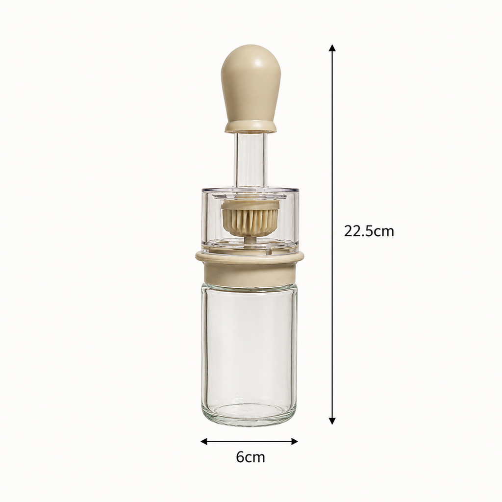 Glass Oil Dispenser Bottle with Silicone Basting Brush - Grey (YM1228)