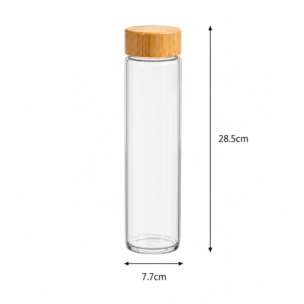 Tall Glass Bottle with Bamboo Lid (YM2165)