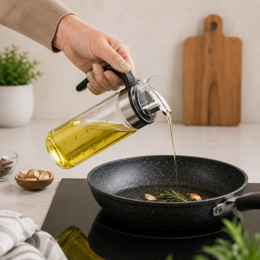 Glass Oil Dispenser Bottle with Flip Spout & Handle (YM051)
