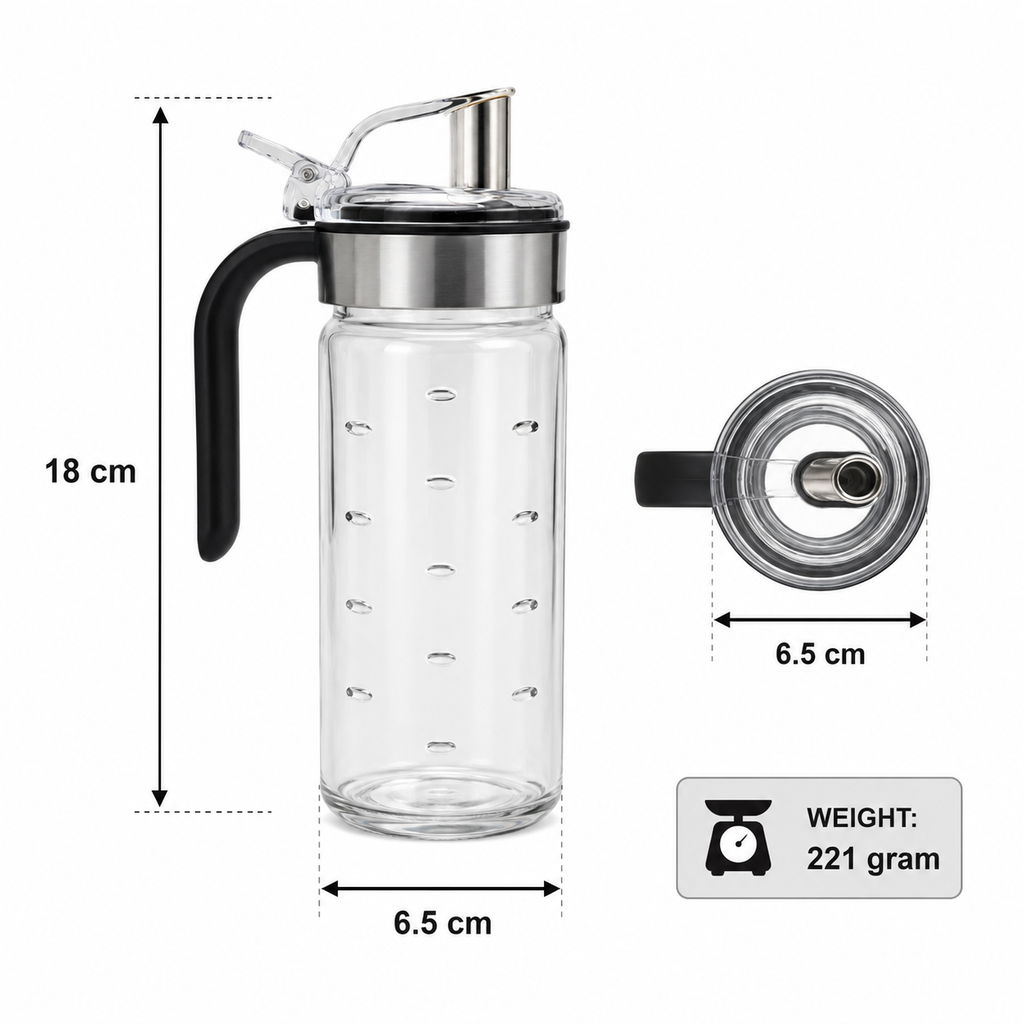 Glass Oil Dispenser Bottle with Flip Spout & Handle (YM051)