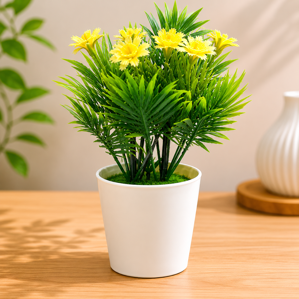 Artificial Yellow Bouquet in White Pot (YM1000)