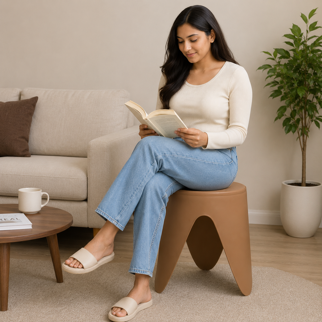 Brown Plastic Stool (YM2186)