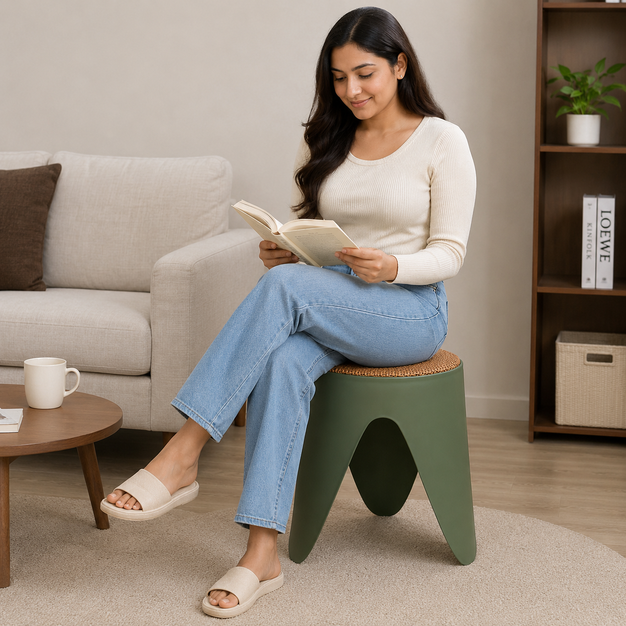 Olive Plastic Stool (YM2187)