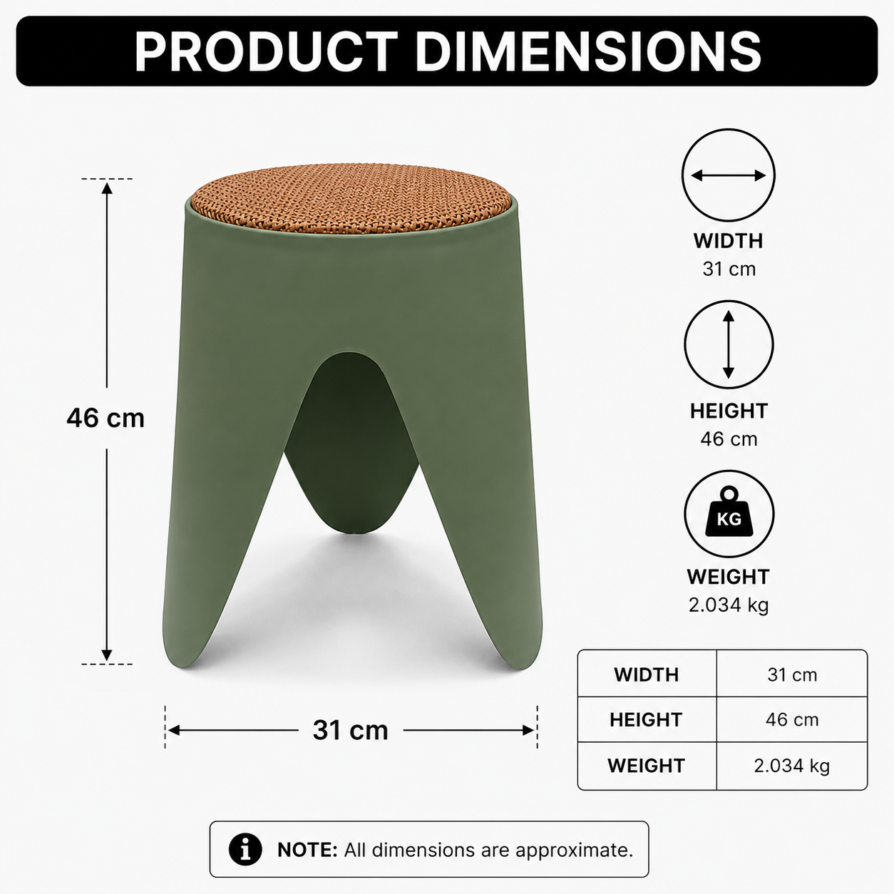 Olive Plastic Stool (YM2187)
