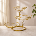 3-Tier Gold Metal Wire Fruit Basket Stand (YM1016)