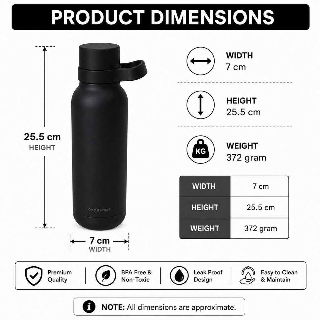 Black Stainless Steel Water Bottle (YM2203)
