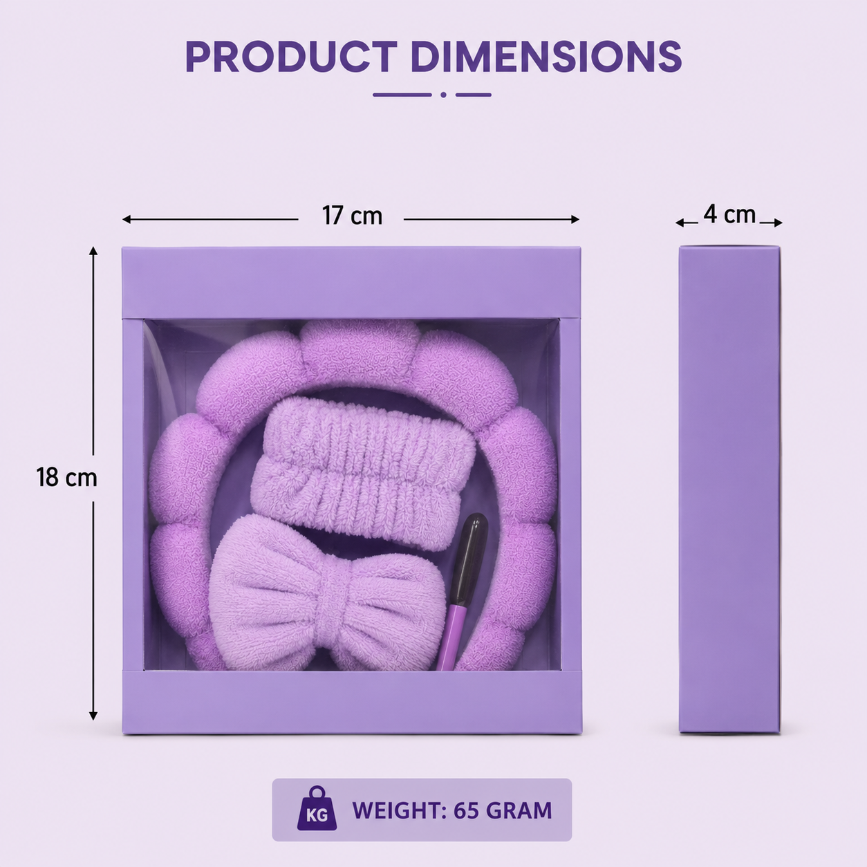 Purple Bow Plush Spa Headband Gift Set (YM947)