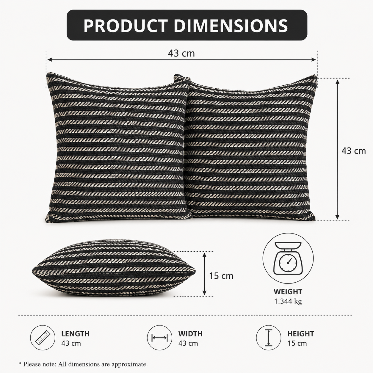 Grey Striped Cushion Pillow Set (YM1948)