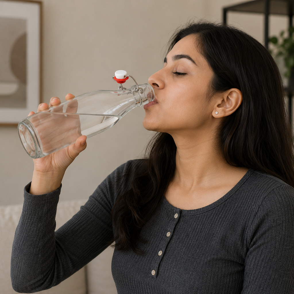 Premium Glass Water Bottle with Swing Cap (YM2014)