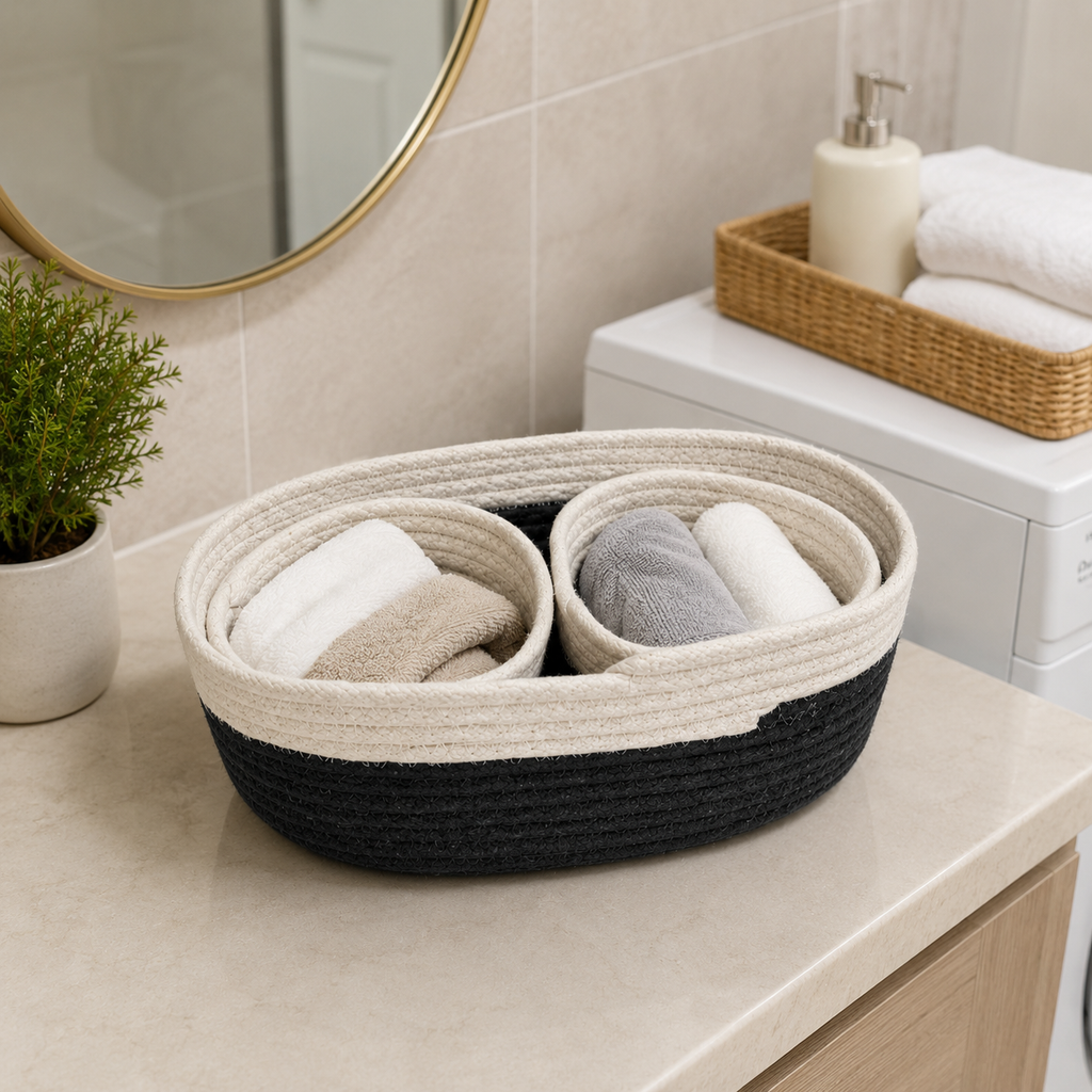 Black & Beige Nesting Storage Baskets (YM911)