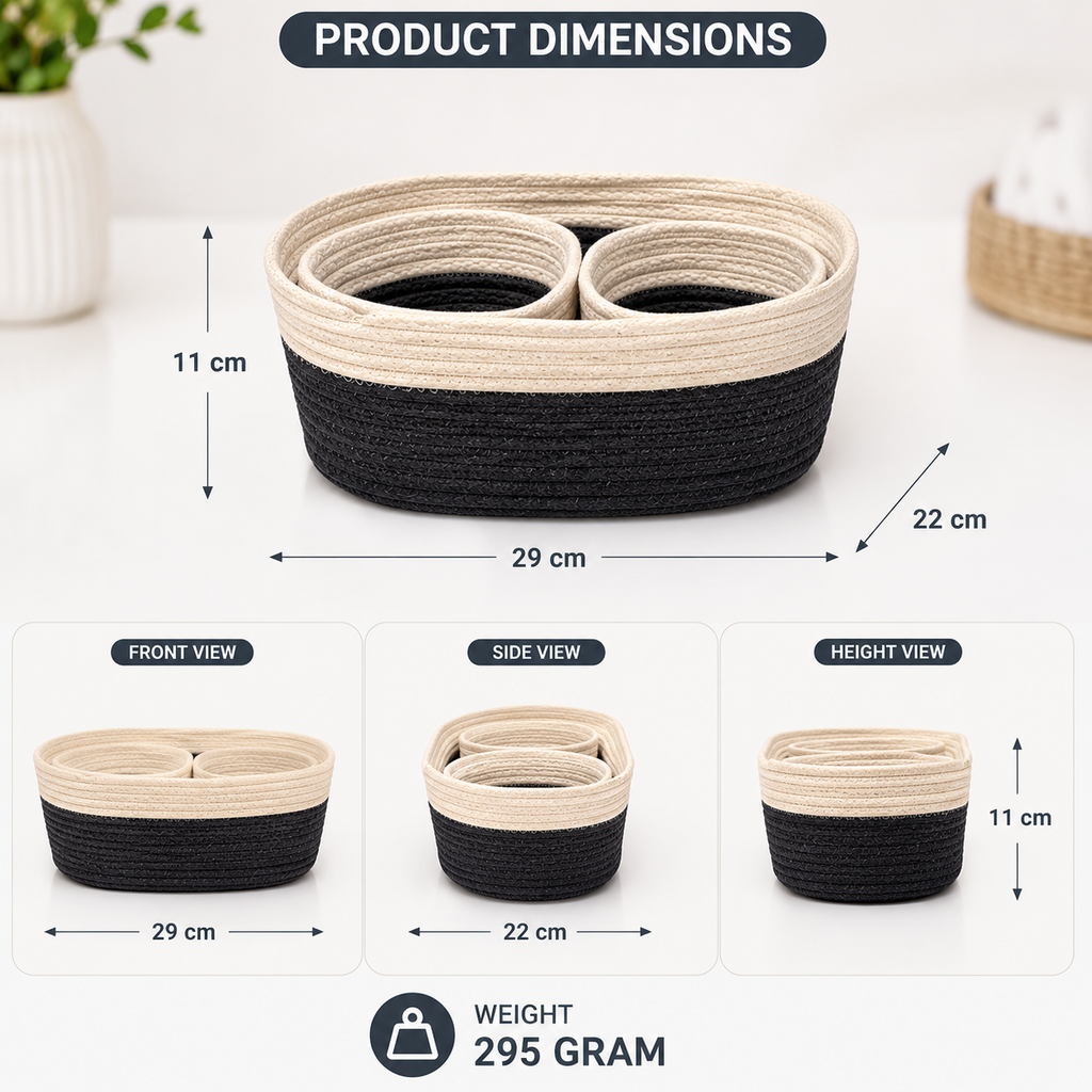 Black & Beige Nesting Storage Baskets (YM911)