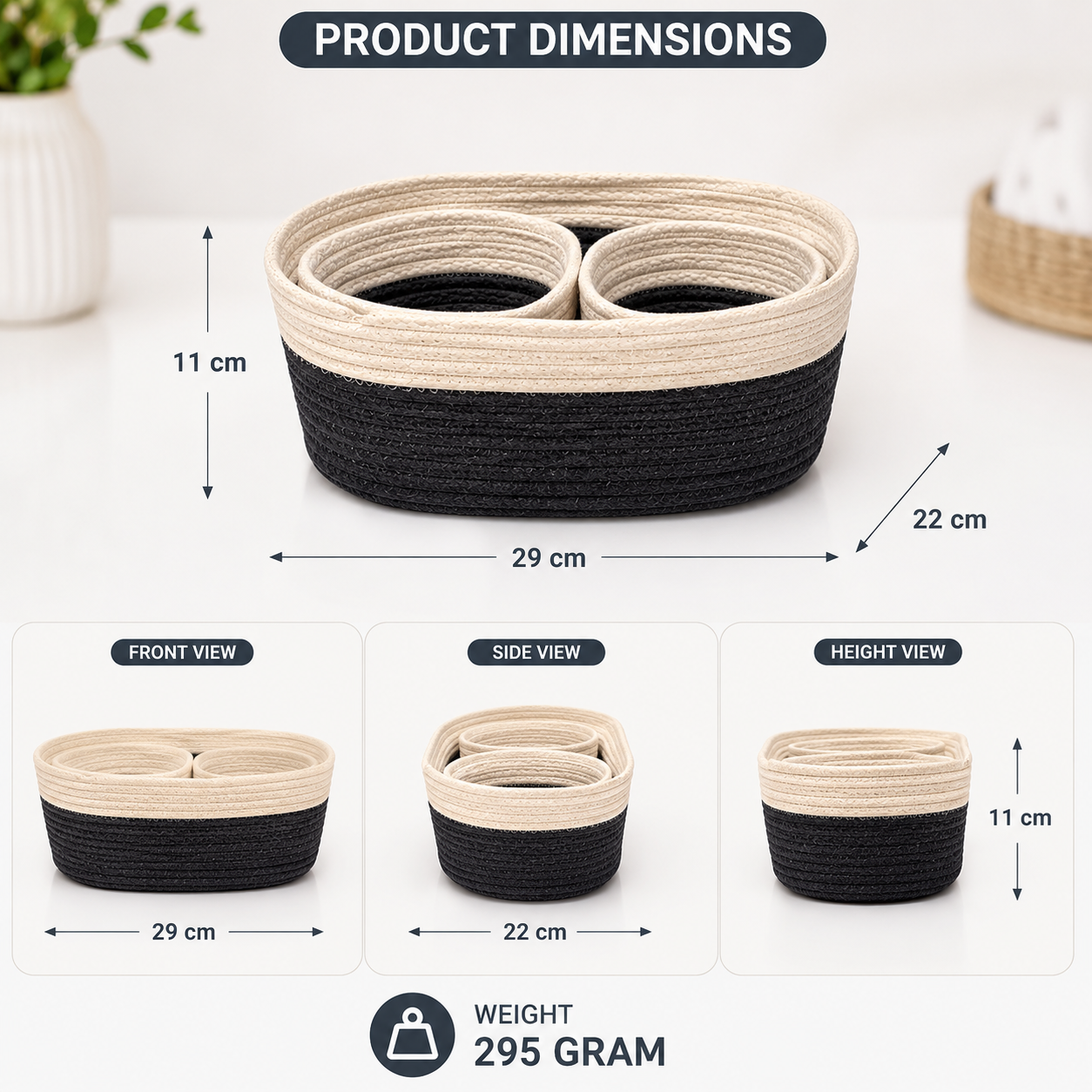 Black & Beige Nesting Storage Baskets (YM911)