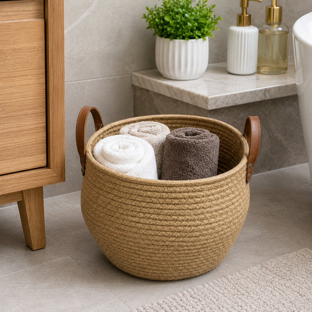 Beige Woven Rope Storage Basket (YM912)