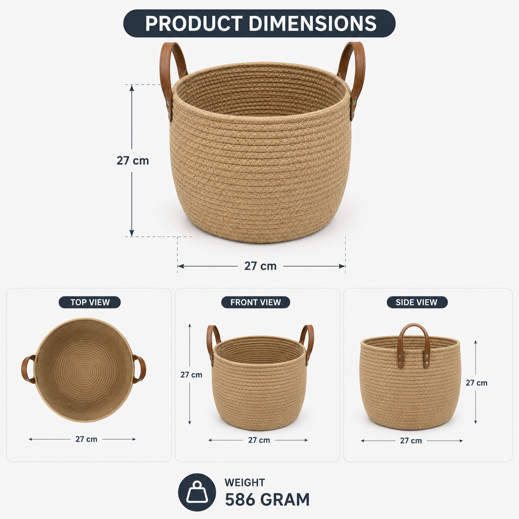 Beige Woven Rope Storage Basket (YM912)