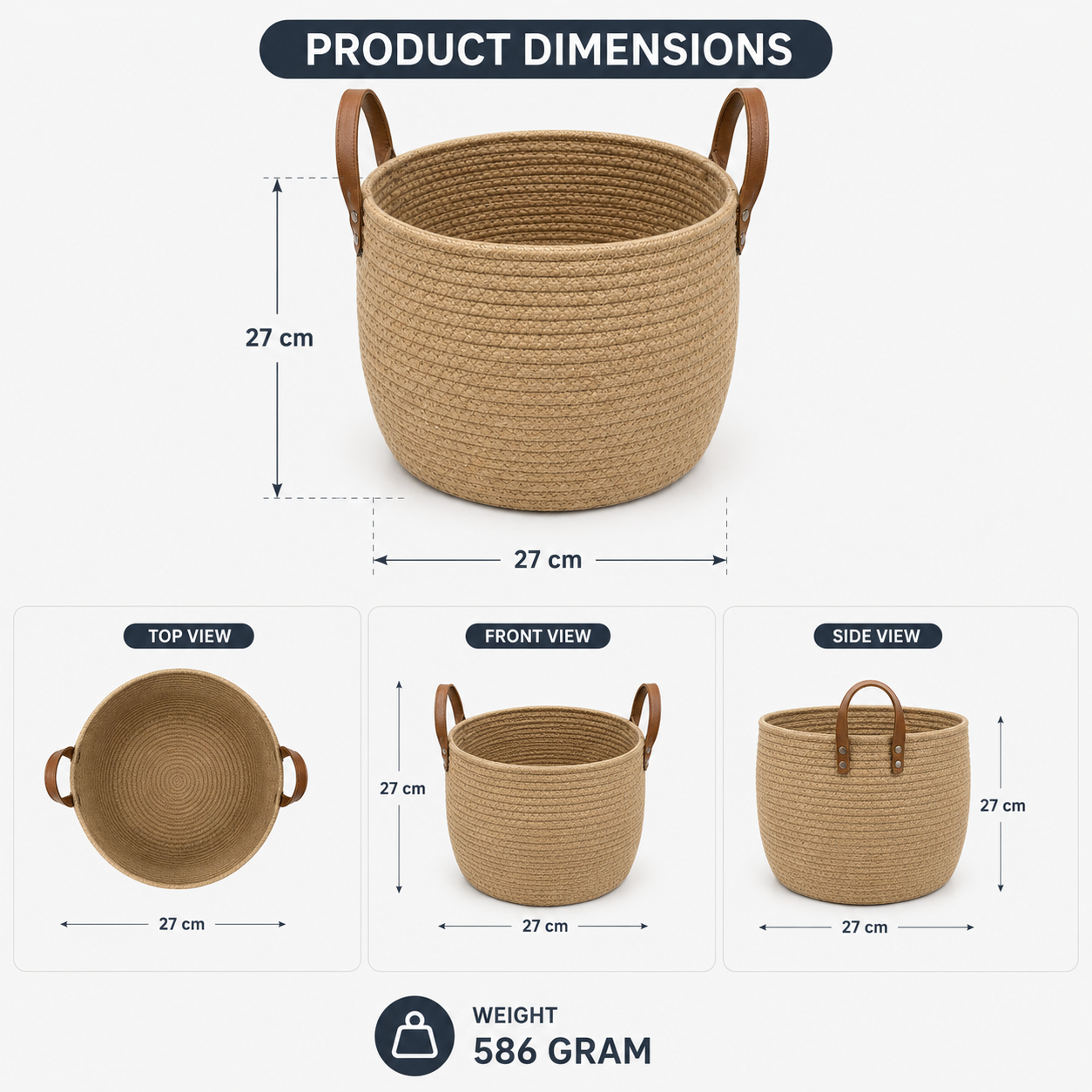 Beige Woven Rope Storage Basket (YM912)