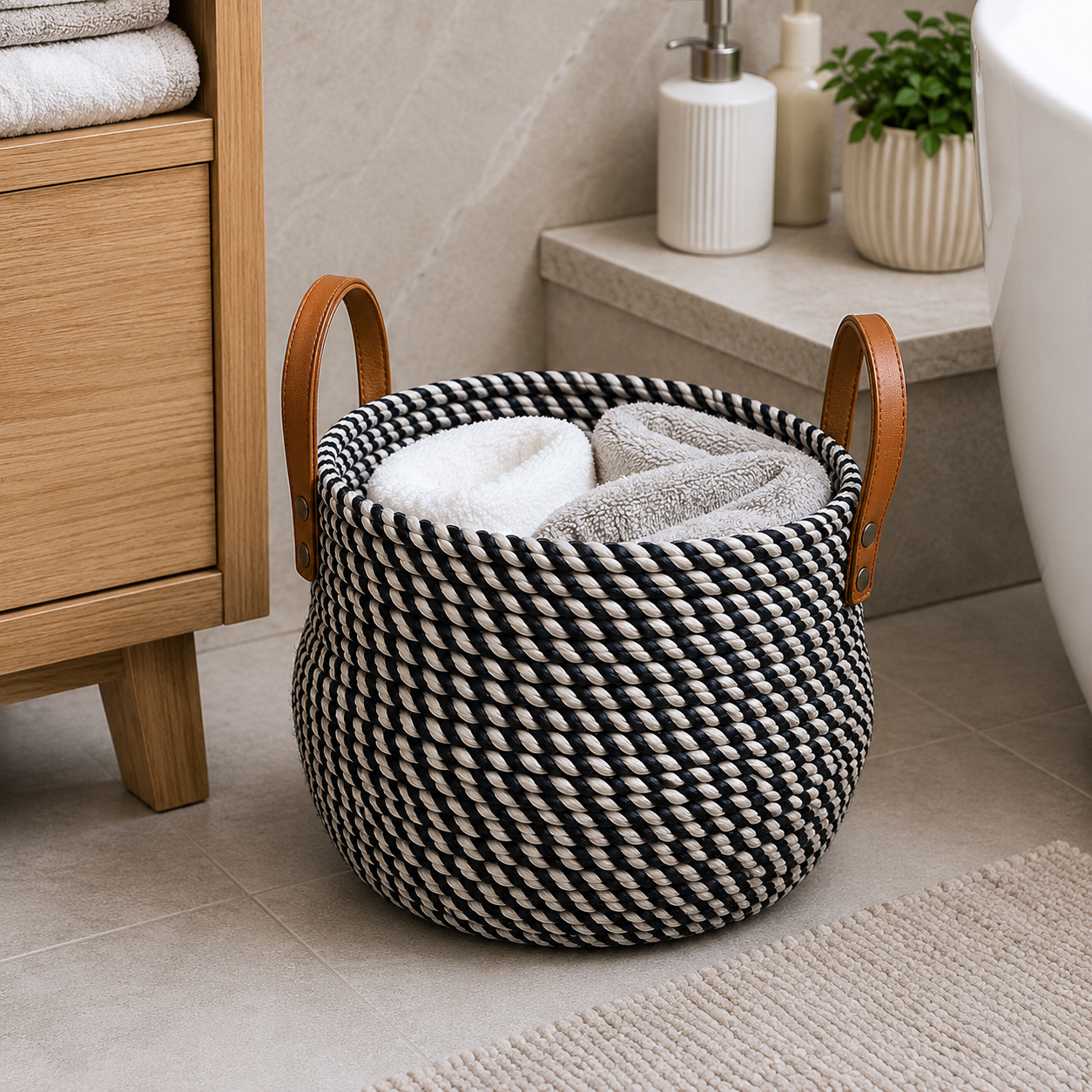 Black Woven Rope Storage Basket (YM912)