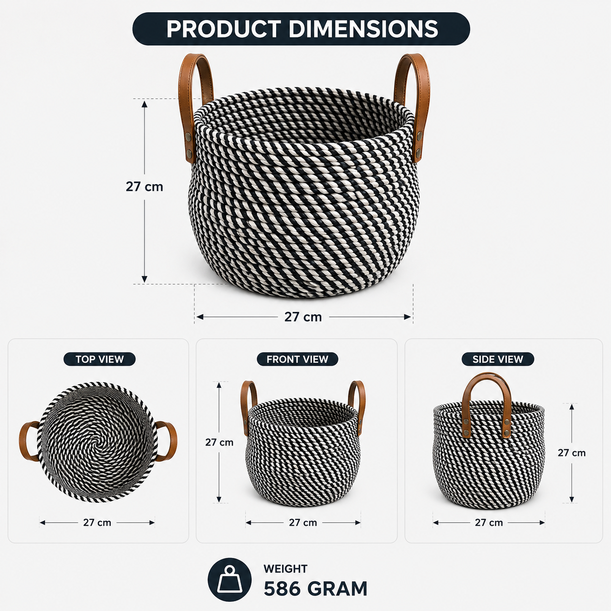 Black Woven Rope Storage Basket (YM912)