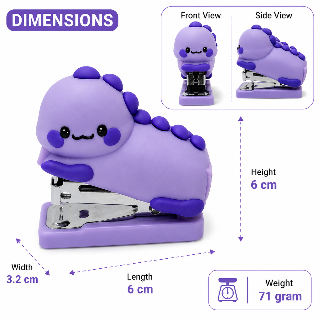 Purple Dinosaur Mini Stapler (YM877)