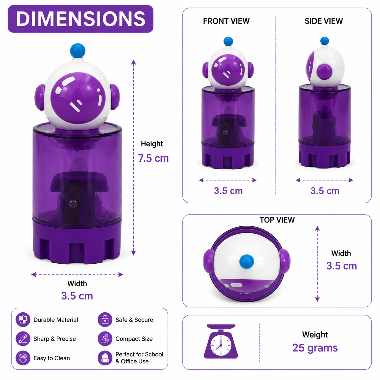 Purple Robot Pencil Sharpener (YM861)