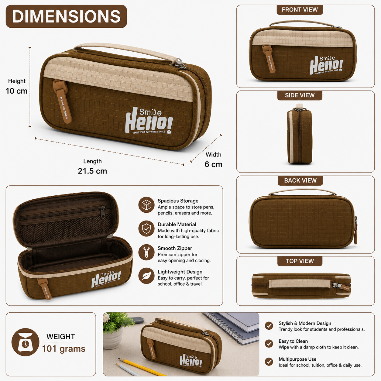 Brown Premium Pencil Box (YM821B)