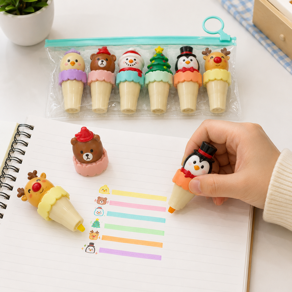 6-Piece Christmas Theme Ice Cream Highlighter Set (YM831)