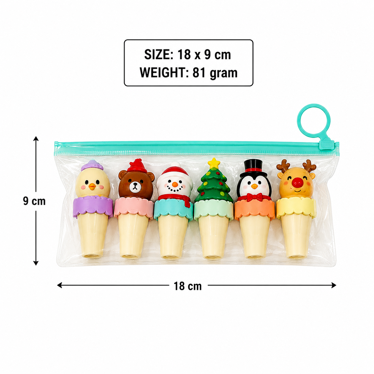 6-Piece Christmas Theme Ice Cream Highlighter Set (YM831)