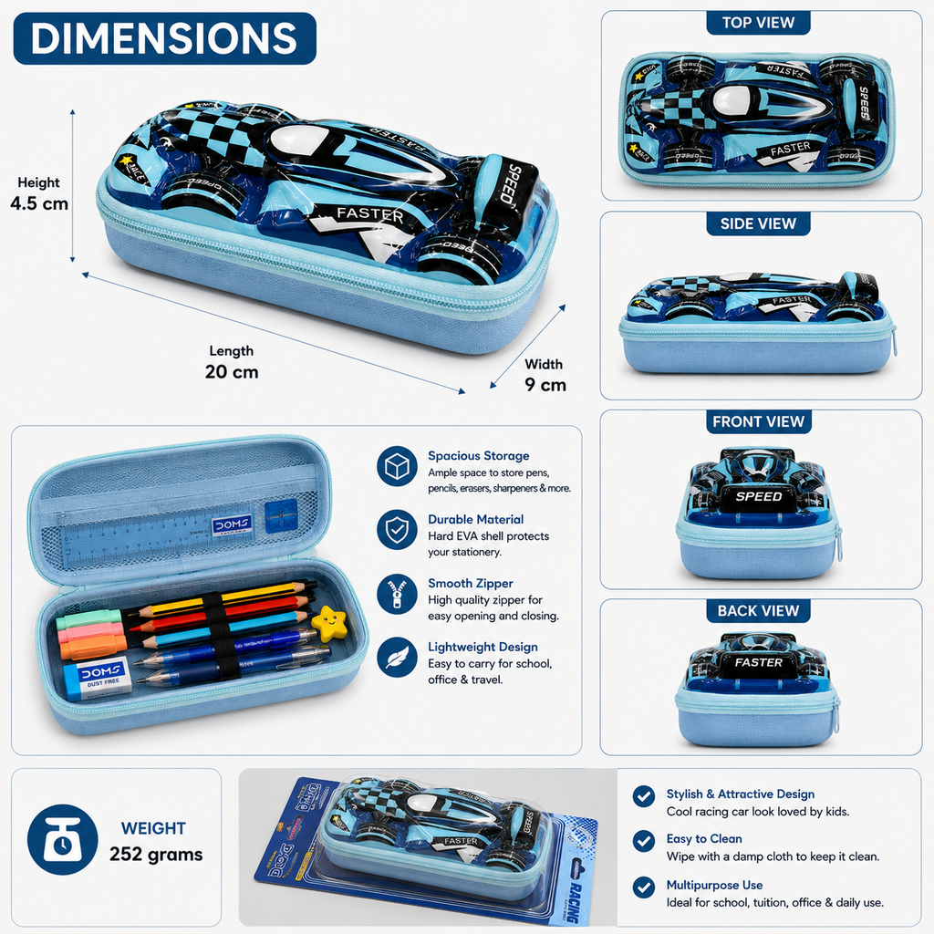 Blue Racing Car Pencil Box (YM824)