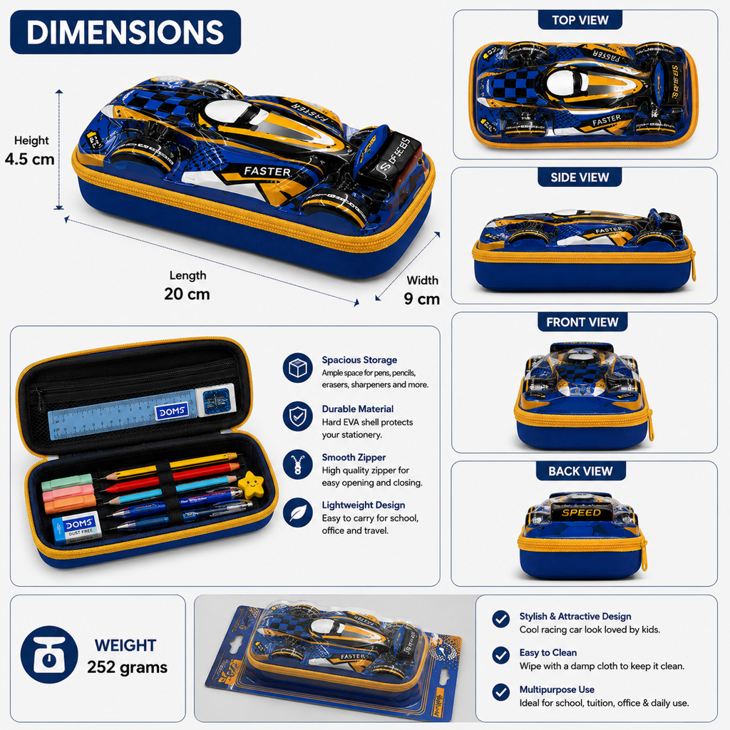 Yellow Racing Car Pencil Box (YM824)