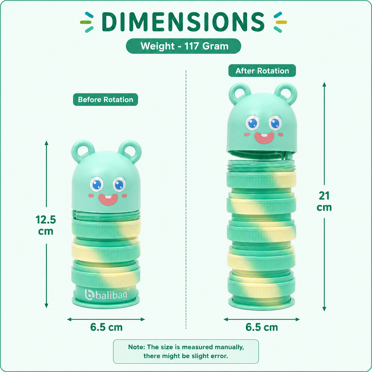 Balibag Bear Rotating Expandable Pencil Case - Green(YM825B)