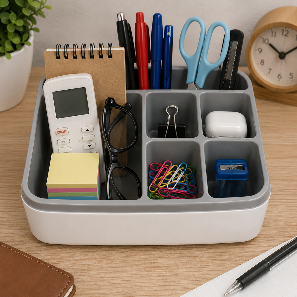Grey Multi-Compartment Table Organizer (YM802)